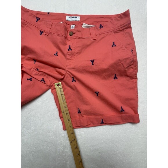 Old Navy Roll Up Bermuda Coral/ Blue Embroidered Lobster Shorts Women’s Size 12 - Picture 13 of 14